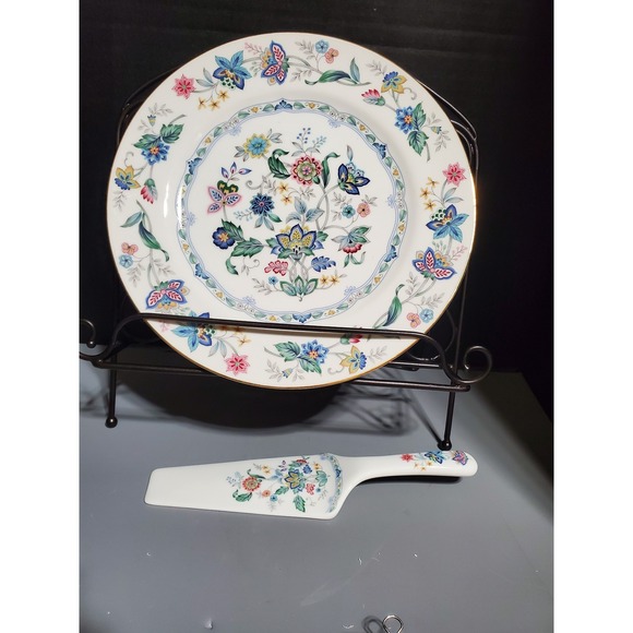 Andrea By Sadek Other - Andrea by Sadek Floral Plate & Server Set Gold Trim Decorative Display